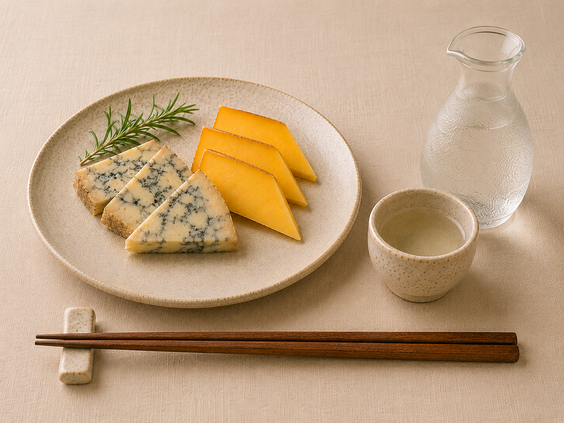 Image of cheese slices and nihonshu