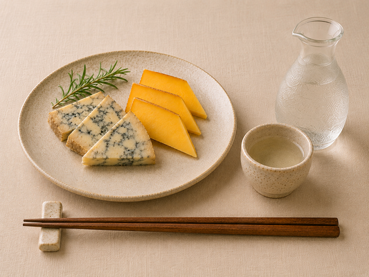 Image of cheese slices and nihonshu